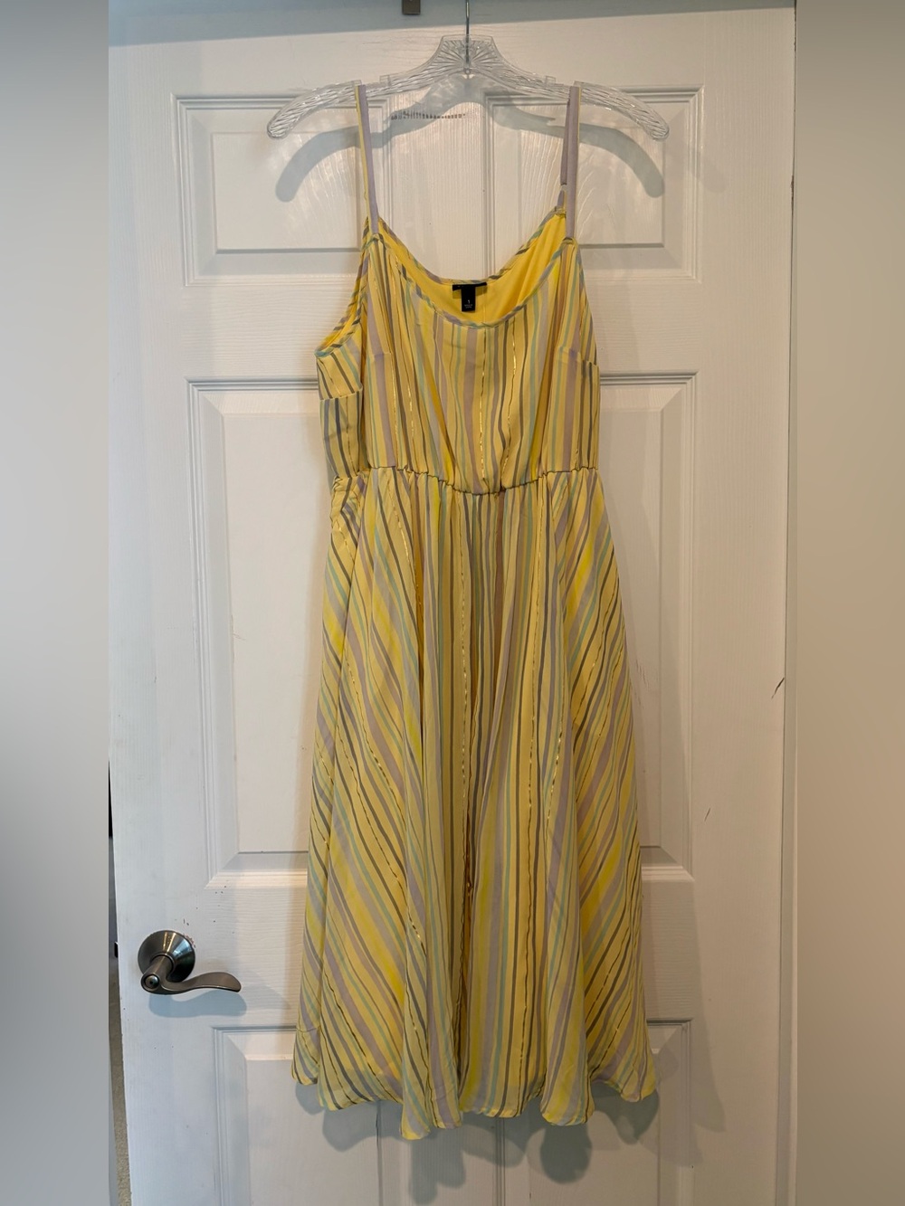 torrid Yellow Striped Spaghetti Strap Midi Dress